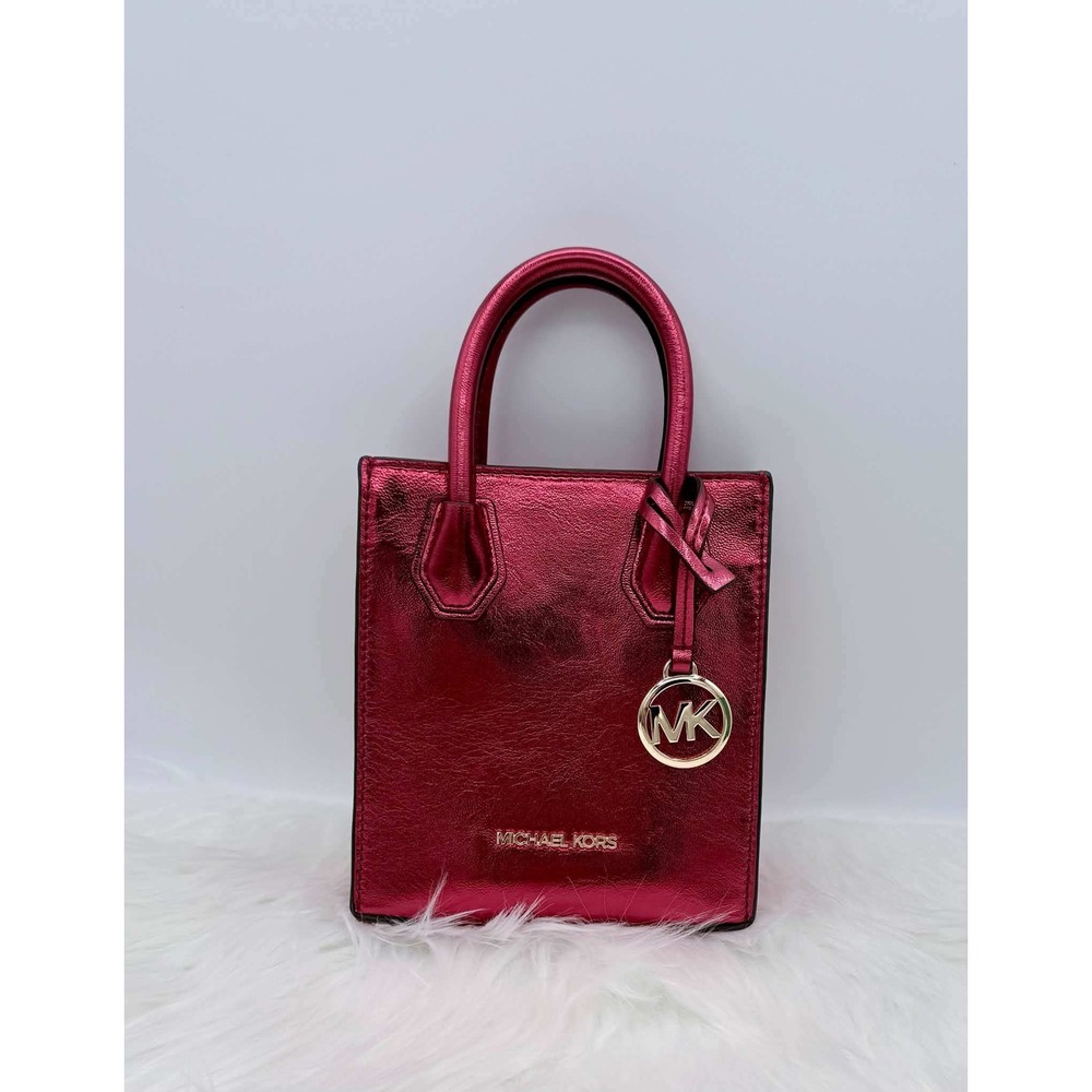 Michael Kors Mercer XS Shopper Crossbody Bag Crimson Metallic 35H3GM9C0M